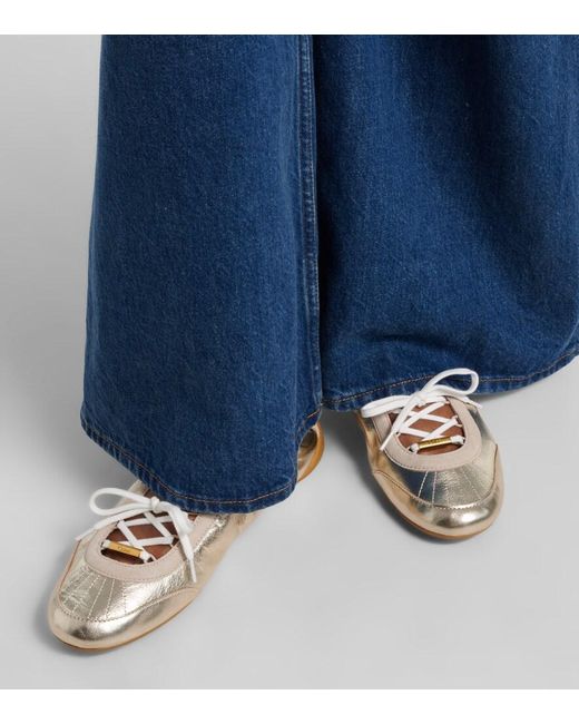 Chloé Natural Kick Metallic Leather Flats