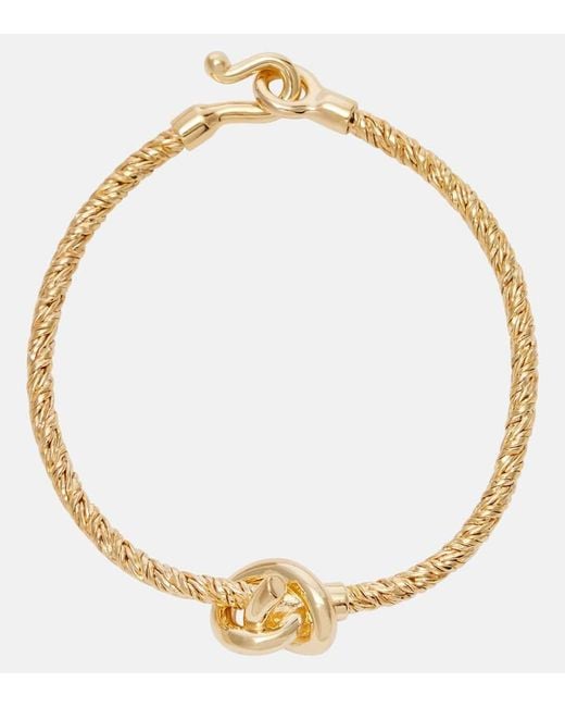 Pulsera Knot De Plata De Ley Banada En Oro Bottega Veneta de color Metallic