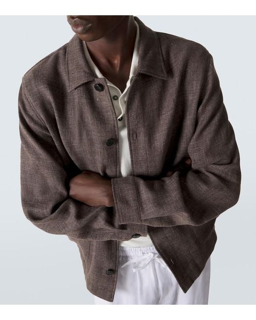 Sunspel Brown Cotton And Linen Jacket for men