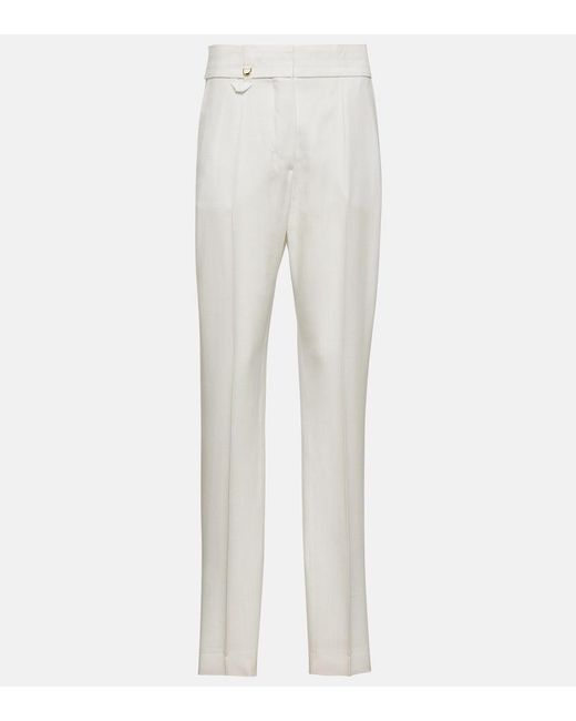 Jacquemus White Le Pantalon Tibau Side-Slit Slim Pants