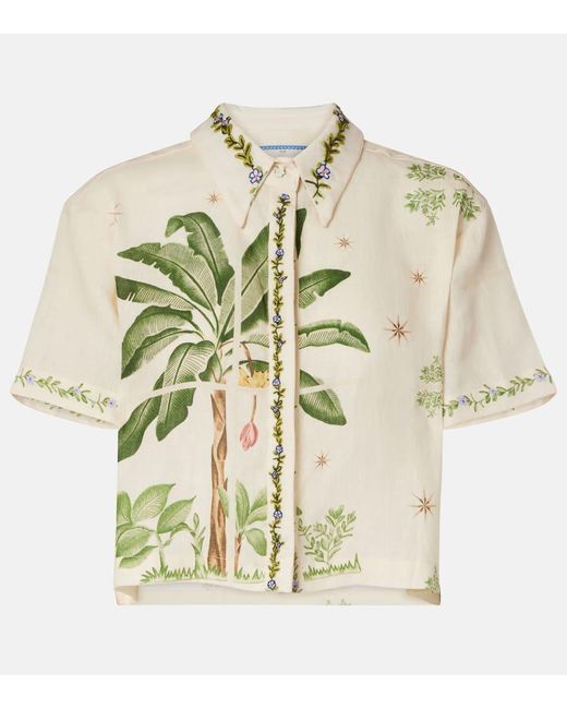 Agua Bendita Metallic Virtuosa Wild Embroidered Linen Shirt