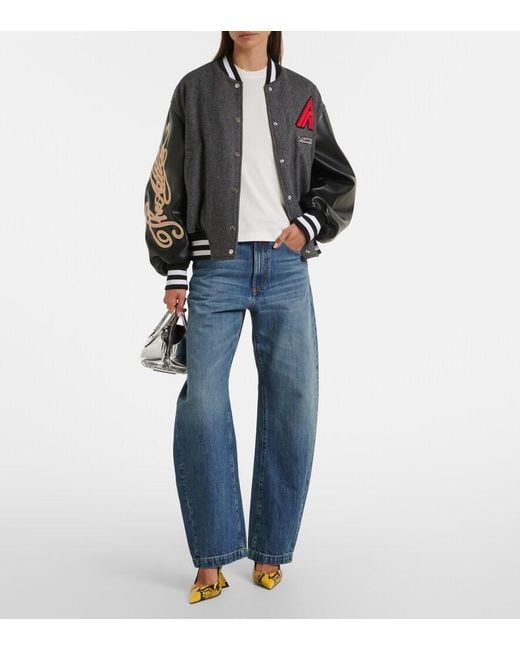The Attico Black Wool-Blend Varsity Jacket