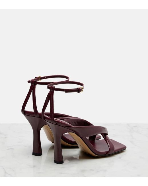 Bottega Veneta Red Riva 90 Leather Sandals