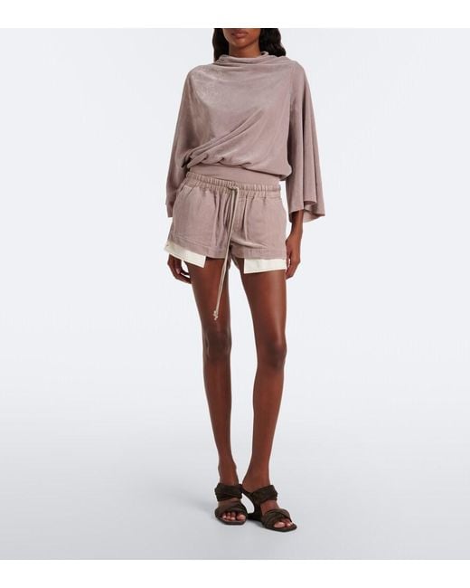 Rick Owens Pink Fog Velvet Shorts