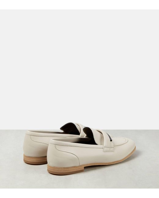 Brunello Cucinelli White Leather Loafers