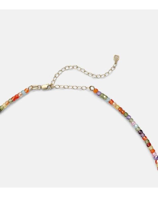 Sydney Evan Metallic Evil Eye 14kt Gold Beaded Necklace With Diamonds