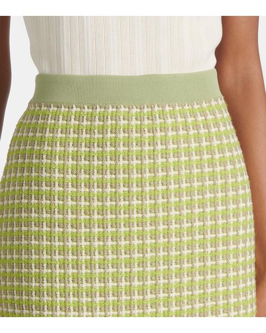 Tory Burch Green Knitted Checked Pencil Skirt