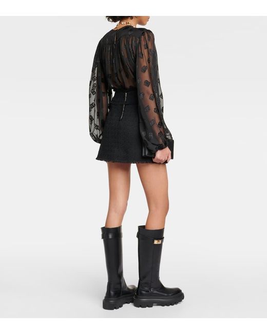 Minifalda de tweed de mezcla de lana Dolce & Gabbana de color Black