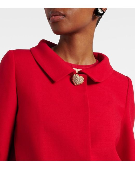 Valentino Red Crepe Couture Embellished Blazer