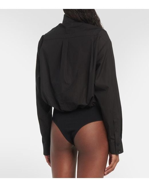 Alaïa Black Cotton Poplin Bodysuit
