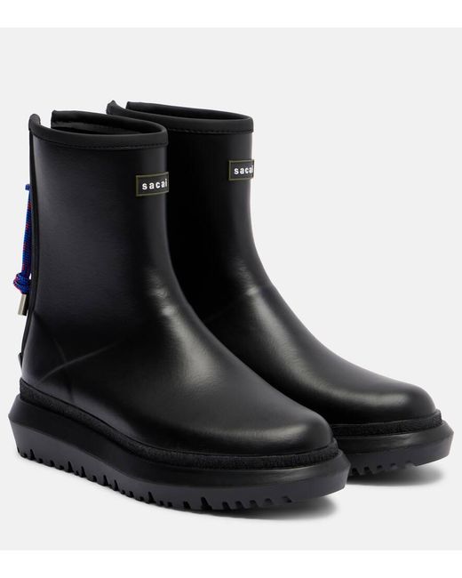 Sacai Black Logo Ankle Boots
