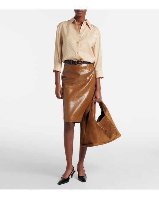 Gucci Natural Interlocking G Striped Silk Shirt