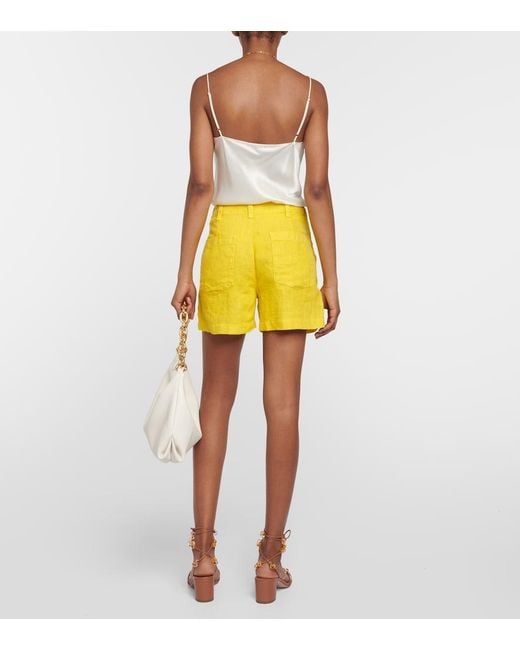 Velvet Yellow Fallon Linen Shorts