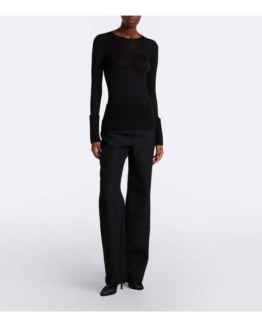 Alaïa Black Wool Straight Pants