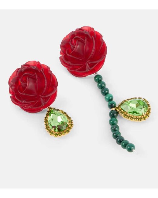 Magda Butrym Red Embellished Sterling Drop Earrings