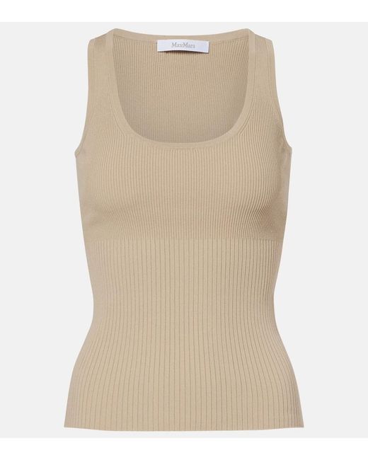 Max Mara Natural Ribbed-Knit Tank Top