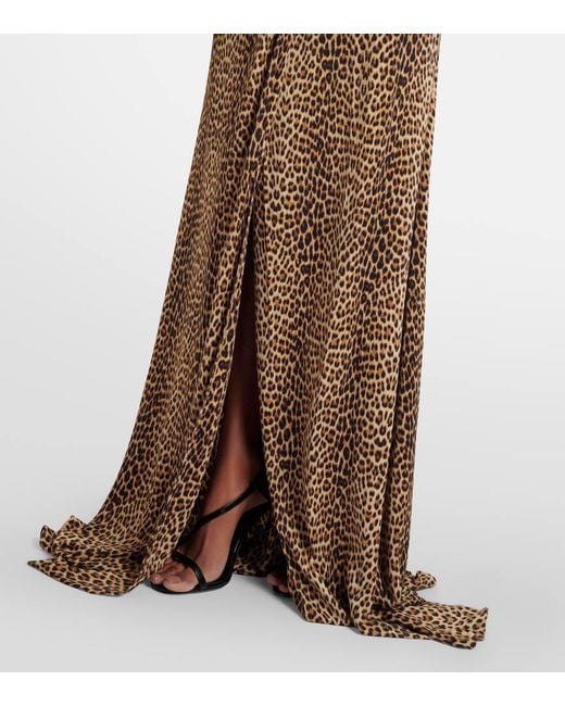 Roberto Cavalli Brown Embellished Open-Back Gown
