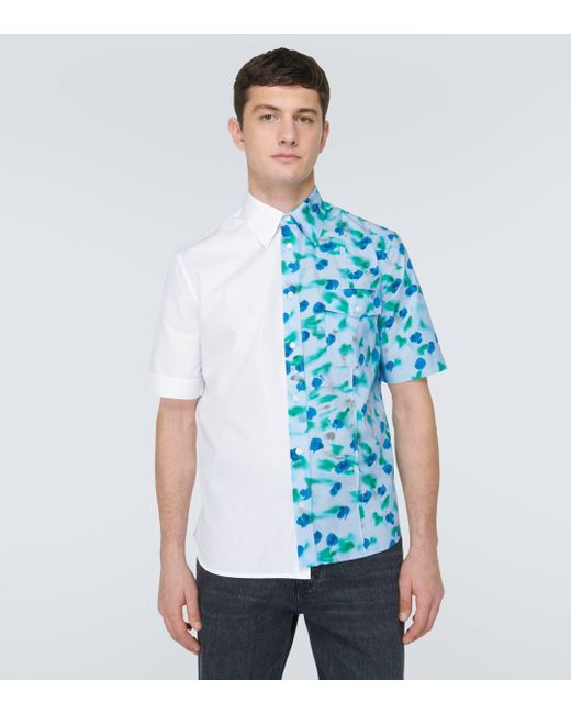 Marni Blue Floral Cotton Bowling Shirt for men
