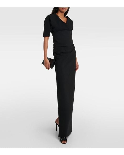 Ferragamo Black Wool-Blend Gabardine Top