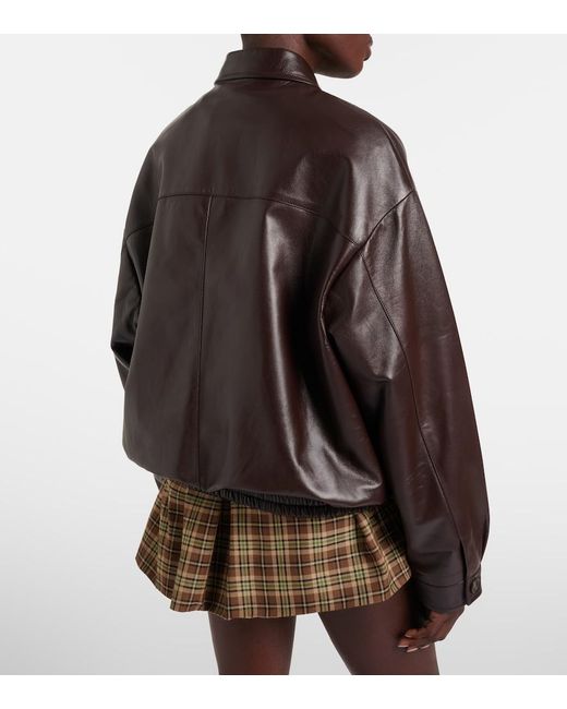 Miu Miu Brown Logo Leather Jacket