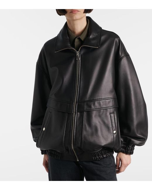 Chaqueta Bomber Beck De Piel Nour Hammour de color Black