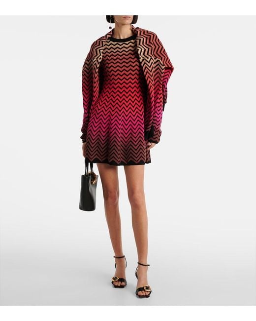 Missoni Red Zig Zag Ombre Cotton-Blend Minidress