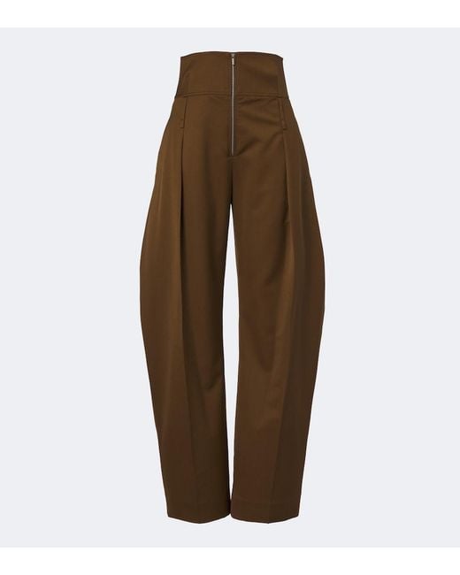 Ferragamo Brown Wool And Cashmere Barrel-Leg Pants