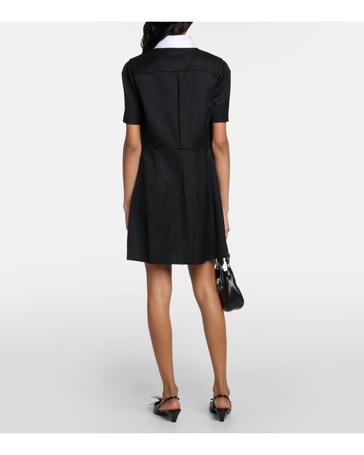 Prada Black Contrasting-Collar Button-Down Minidress