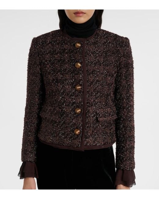 Veronica Beard Black Audrina Metallic Tweed Jacket