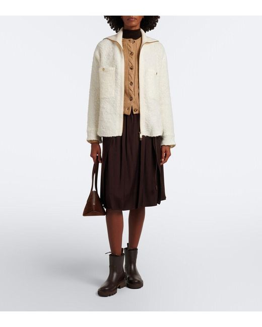 Moncler Natural Boucle Zip-Up Jacket