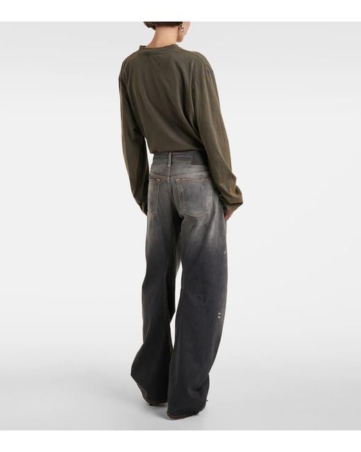 Acne Gray 2006F Distressed Low-Rise Wide-Leg Jeans