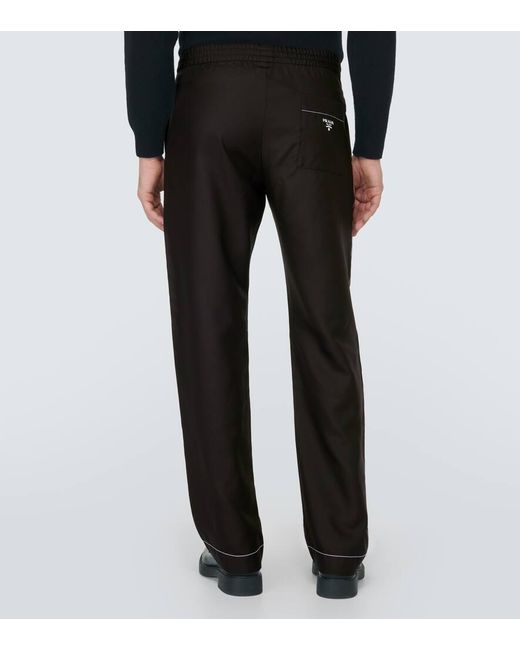 Pantalones anchos de seda Prada de hombre de color Black