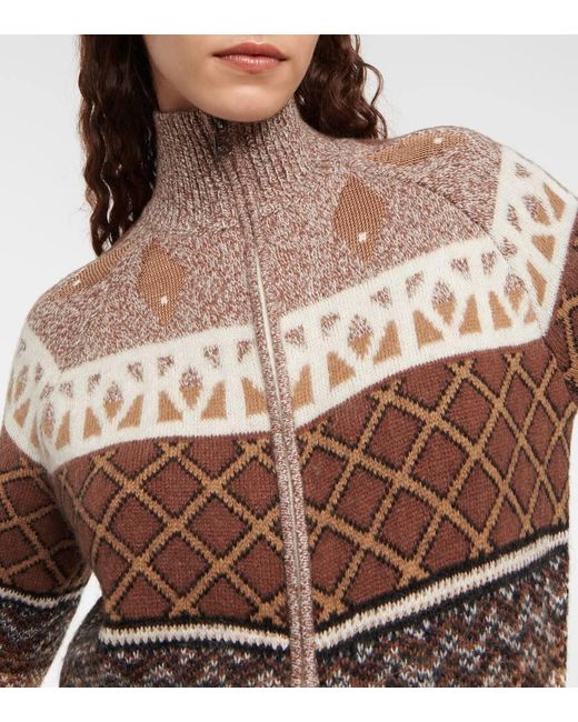 Bogner Brown Agnetha Intarsia Turtleneck Jumpsuit