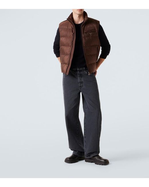 Chaleco De Plumas De Re-Nylon Prada de hombre de color Brown
