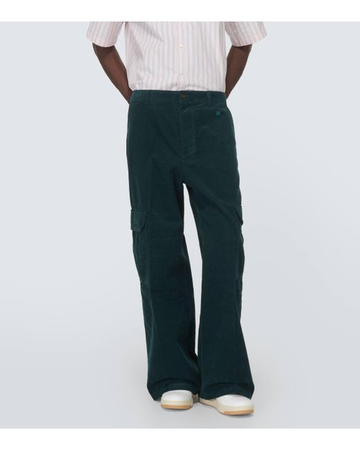 Acne Green Cotton Corduroy Cargo Pants for men