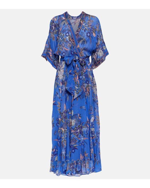 Poupette Blue Adha Printed Wrap Dress