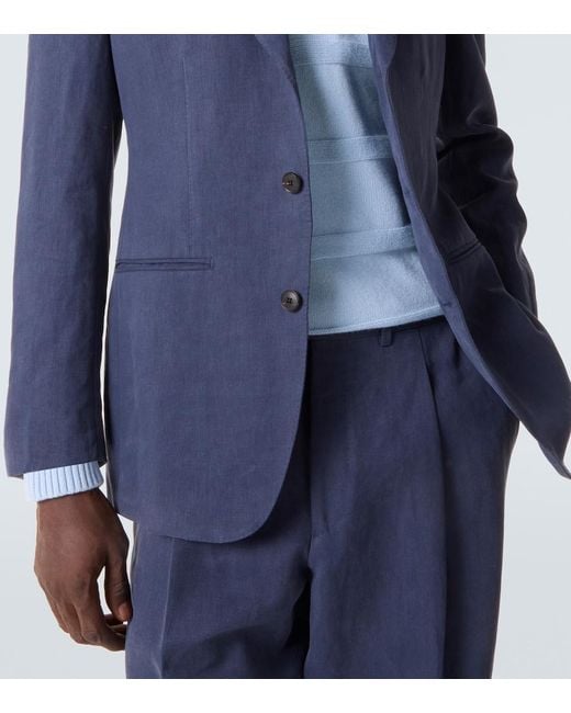 Allude Blue Cotton And Cashmere Turtleneck Sweater for men