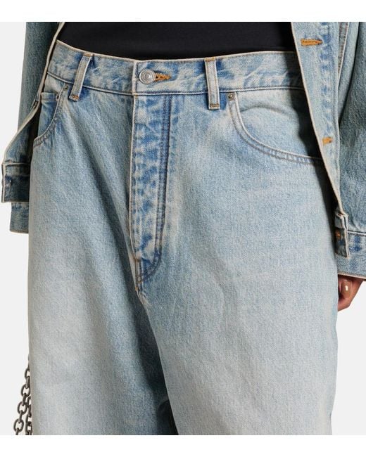 Balenciaga Blue Mid-Rise Wide-Leg Jeans