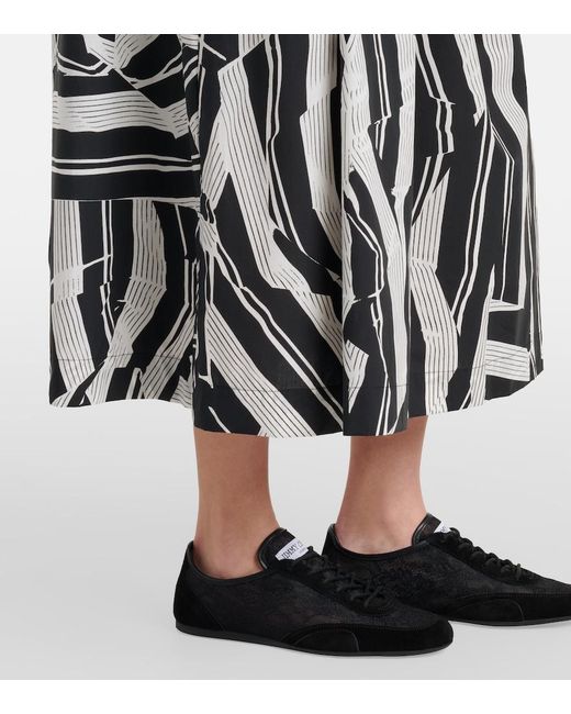Jimmy Choo Black Sunny Suede-Trimmed Lace Sneakers