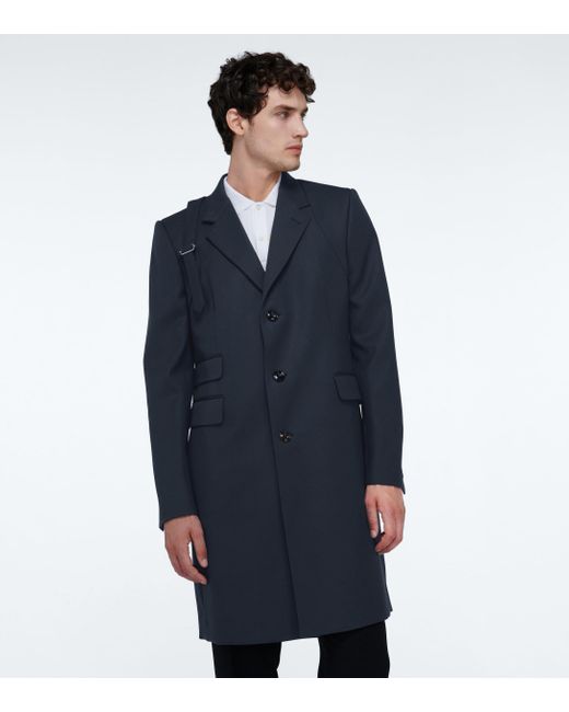 Alexander McQueen Wool Long Twill Trench Coat in Blue for Men - Lyst