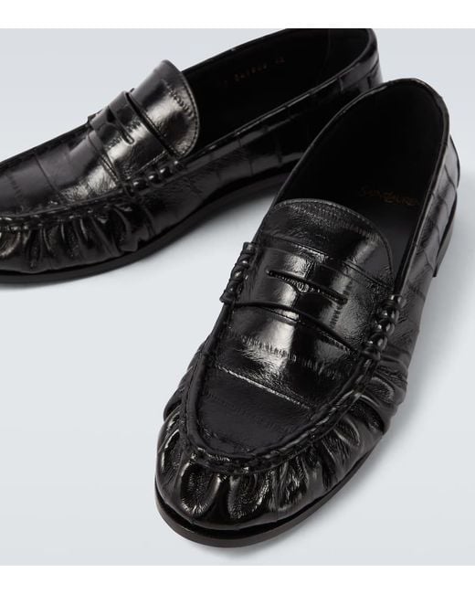 Saint Laurent Black Le Loafer Leather Penny Loafers for men