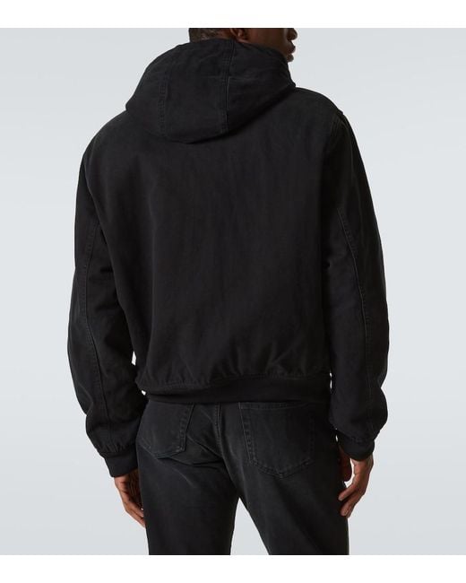 Chaqueta Con Capucha De Algodon Prada de hombre de color Black