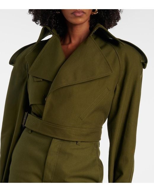 Wardrobe NYC Green Cropped Cotton Twill Trench Coat