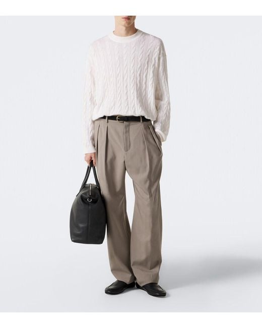 Lisa Yang White Oskar Cable-Knit Cashmere Sweater for men