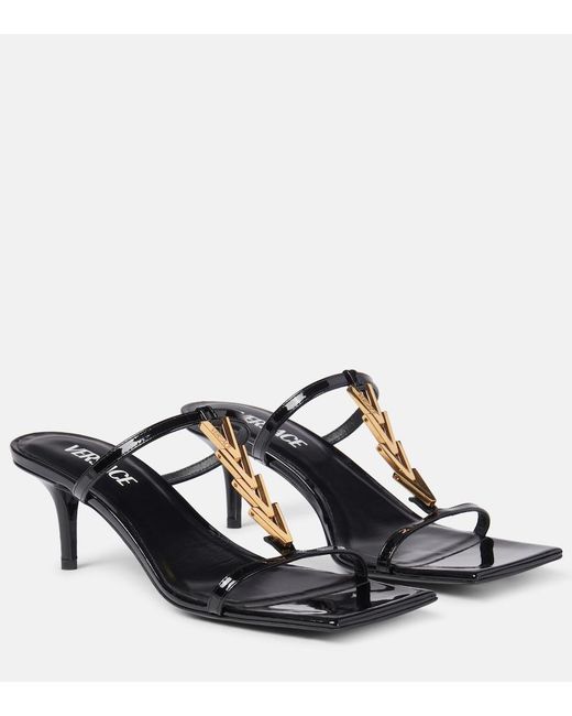 Versace Blue 40 Patent Leather Sandals