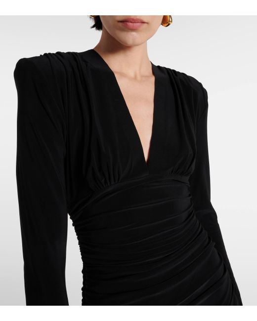 Norma Kamali Black Ruched Jersey Midi Dress