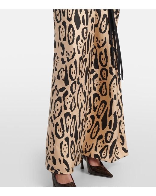 Sportmax White Astoria Printed Silk Twill Gown