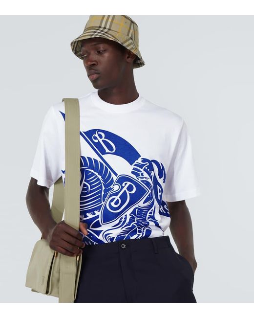 Camiseta de algodon con Equestrian Knight Burberry de hombre de color Blue