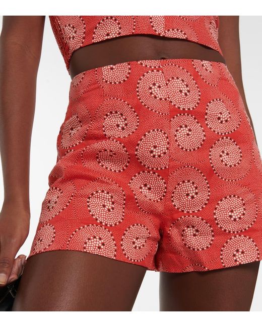 Staud Red Bedruckte Shorts Oscar Aus Leinen