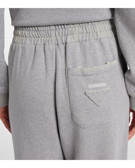 Pantalones Deportivos De Jersey De Algodon Prada de color Gray